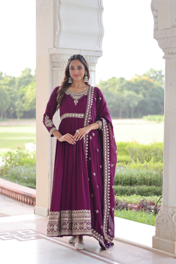 Buy Lekha KA 1215 Vichitra Silk Sequins Embroidery Gown With Dupatta Wholesale 2026