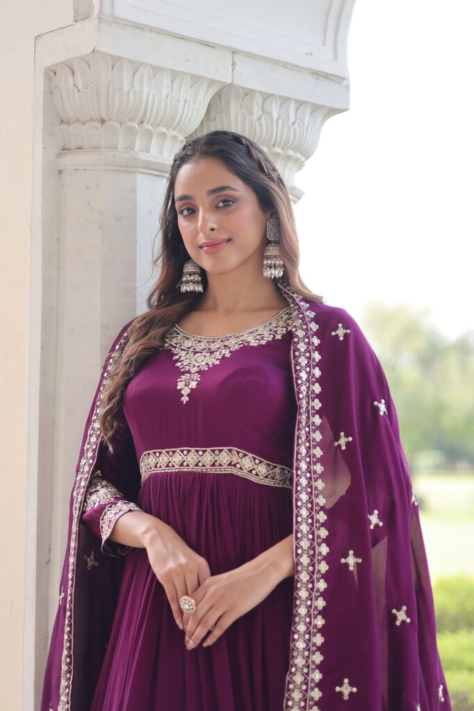 Buy Lekha KA 1215 Vichitra Silk Sequins Embroidery Gown With Dupatta Wholesale 2026