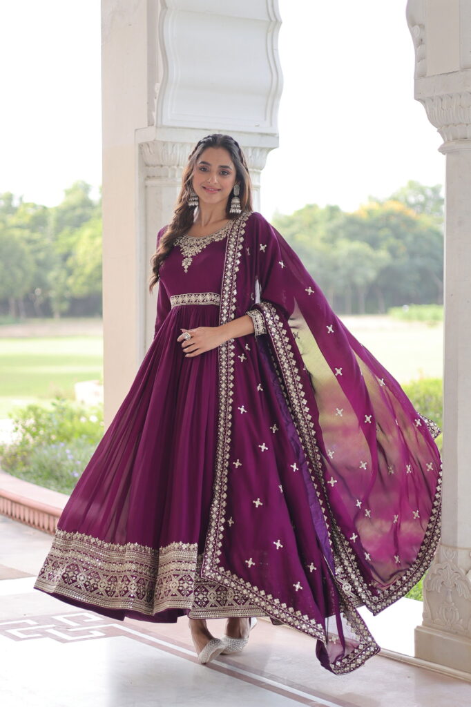 Buy Lekha KA 1215 Vichitra Silk Sequins Embroidery Gown With Dupatta Wholesale 2026