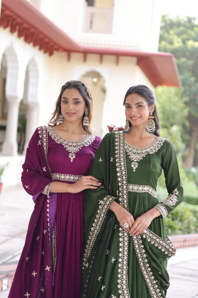Buy Lekha KA 1215 Vichitra Silk Sequins Embroidery Gown With Dupatta Wholesale 2026