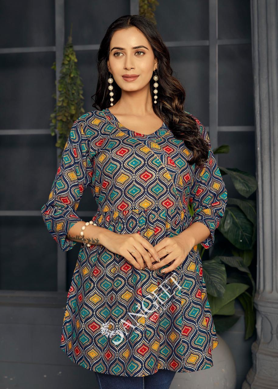 Latest Sangeet Rangoli Vol 1 Rayon Printed Stylish Ladies Top Collection Wholesale 2026
