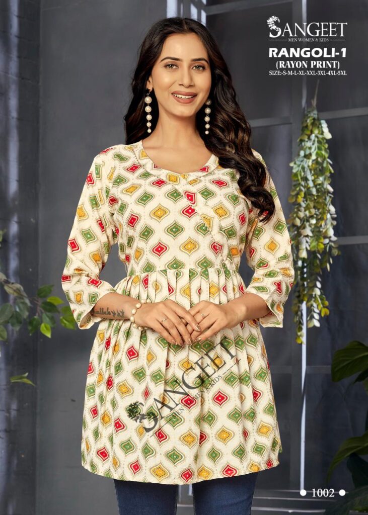 Latest Sangeet Rangoli Vol 1 Rayon Printed Stylish Ladies Top Collection Wholesale 2026