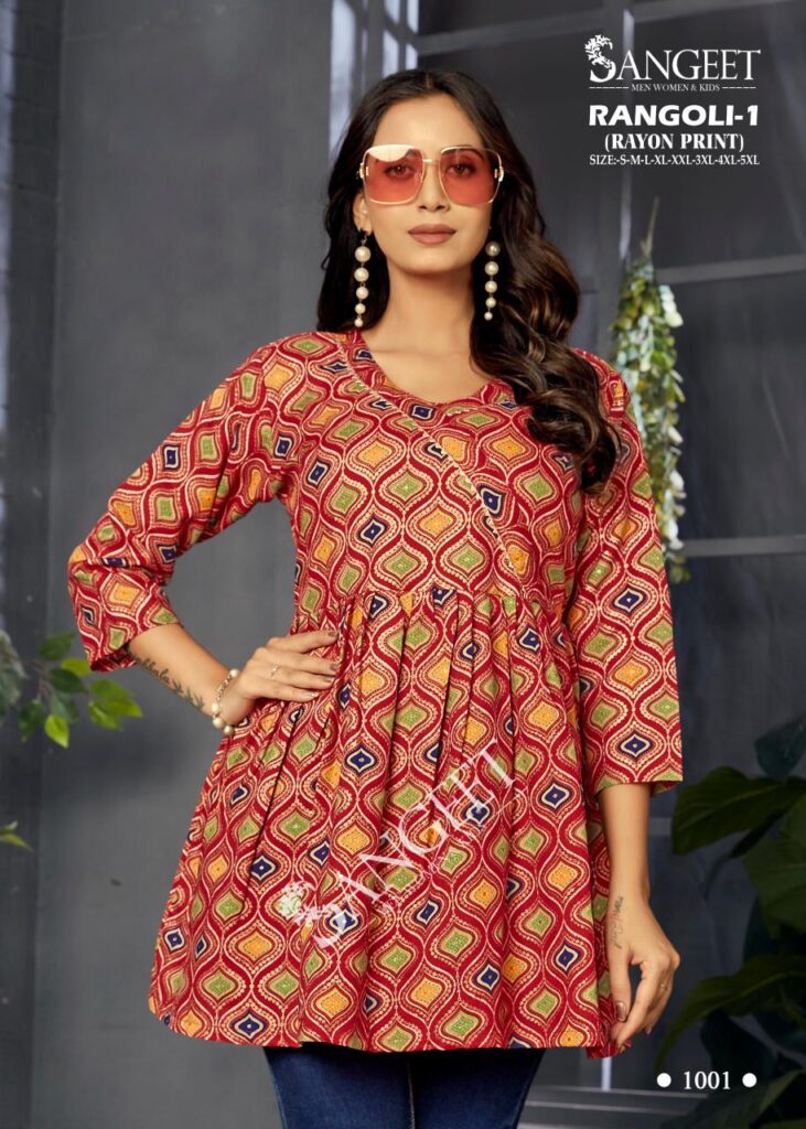 Latest Sangeet Rangoli Vol 1 Rayon Printed Stylish Ladies Top Collection Wholesale 2026