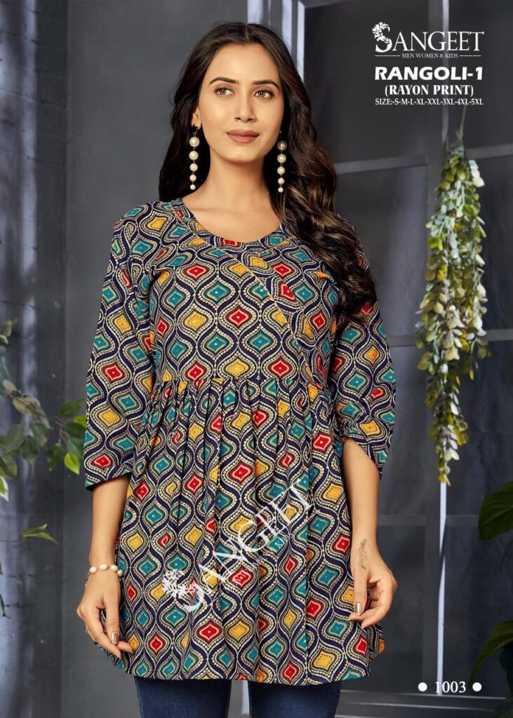 Latest Sangeet Rangoli Vol 1 Rayon Printed Stylish Ladies Top Collection Wholesale 2026