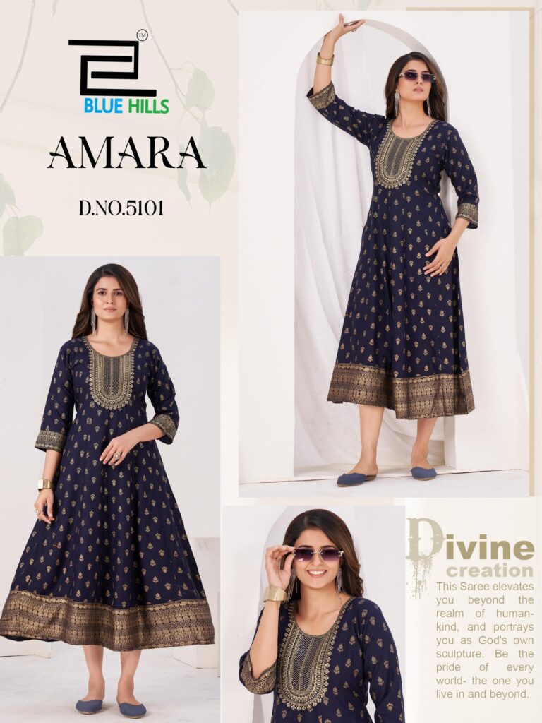 Buy Blue Hills Amara Rayon Foil Print Anarkali Gown Collection Wholesale 2026