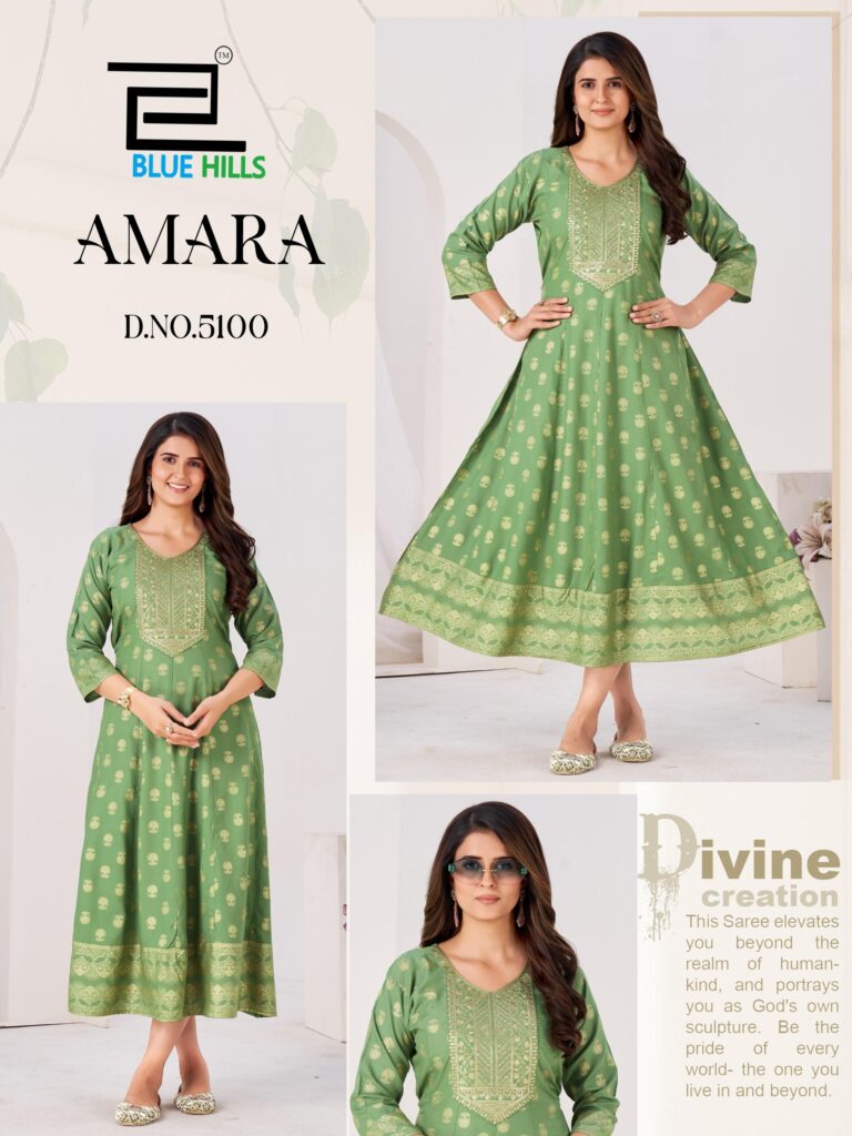 Buy Blue Hills Amara Rayon Foil Print Anarkali Gown Collection Wholesale 2026