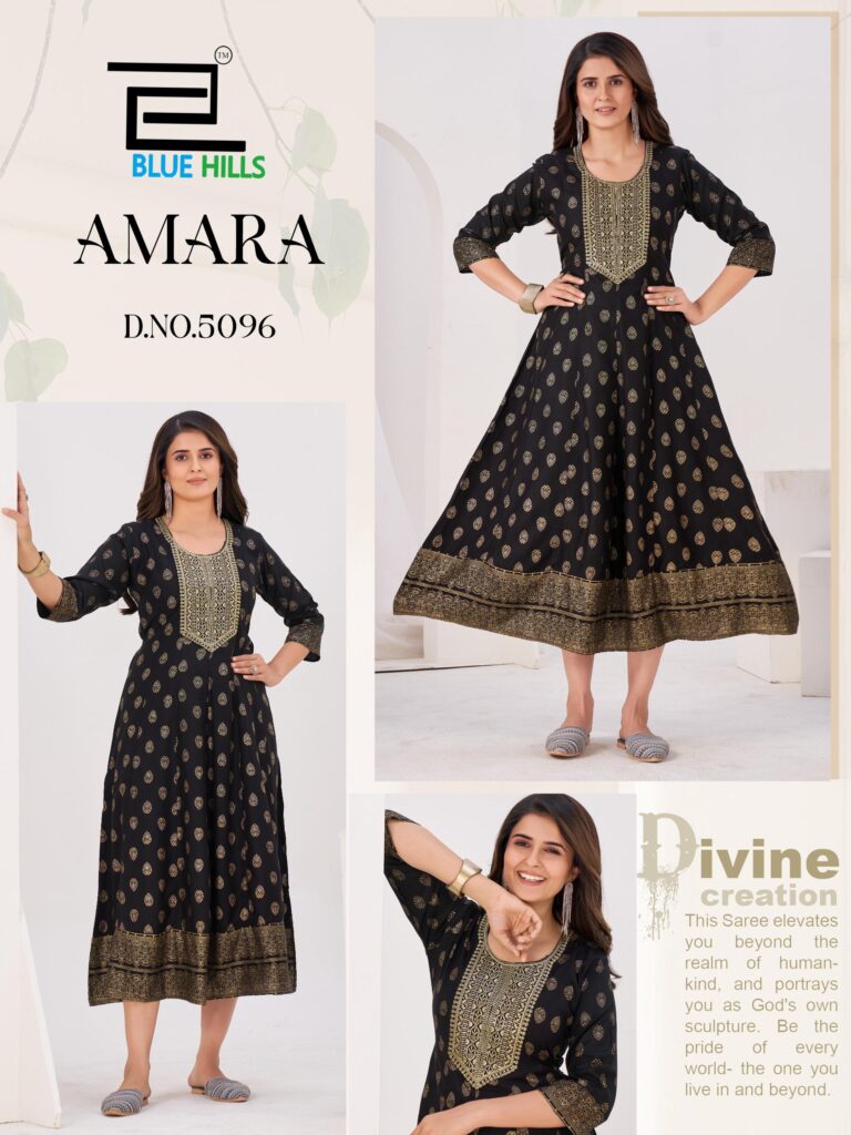 Buy Blue Hills Amara Rayon Foil Print Anarkali Gown Collection Wholesale 2026
