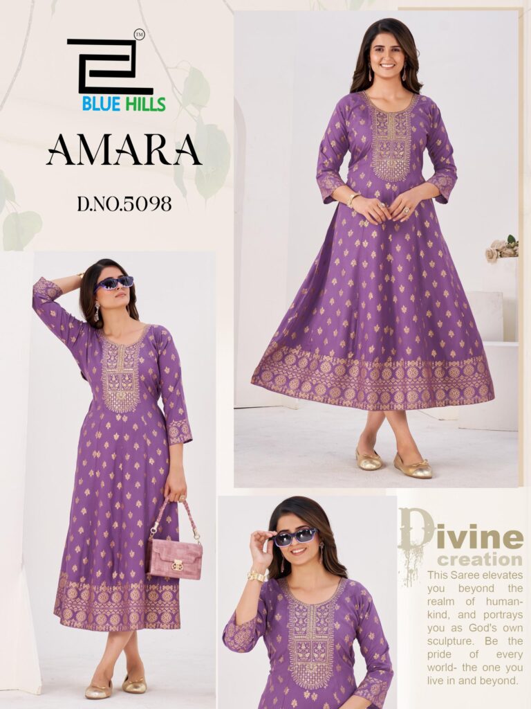 Buy Blue Hills Amara Rayon Foil Print Anarkali Gown Collection Wholesale 2026