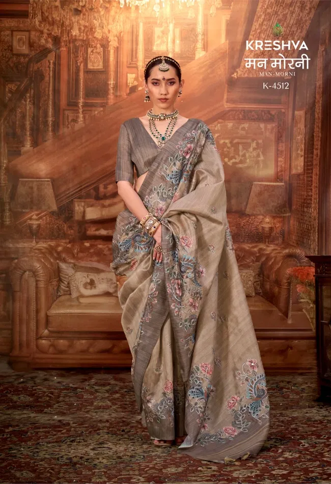 Stylish Kreshva Man Morni P.V. Silk With Kalmakari Design Saree Wholesale 2026
