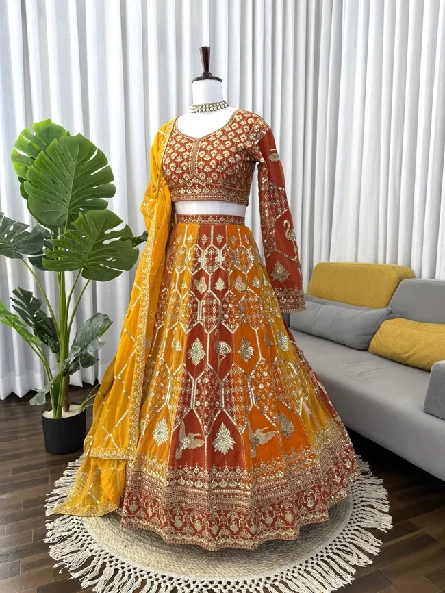 Buy Glory QRC 373 Foux Gorgette Lehengha Choli Wholesale 2026