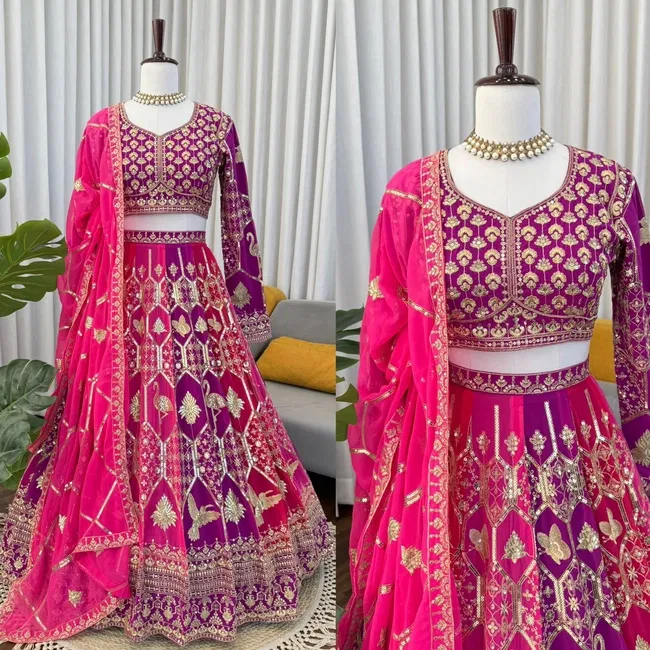 Buy Glory QRC 373 Foux Gorgette Lehengha Choli Wholesale 2026
