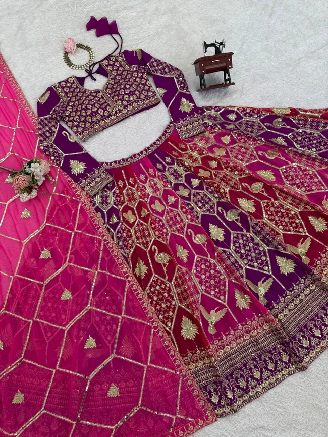 Buy Glory QRC 373 Foux Gorgette Lehengha Choli Wholesale 2026