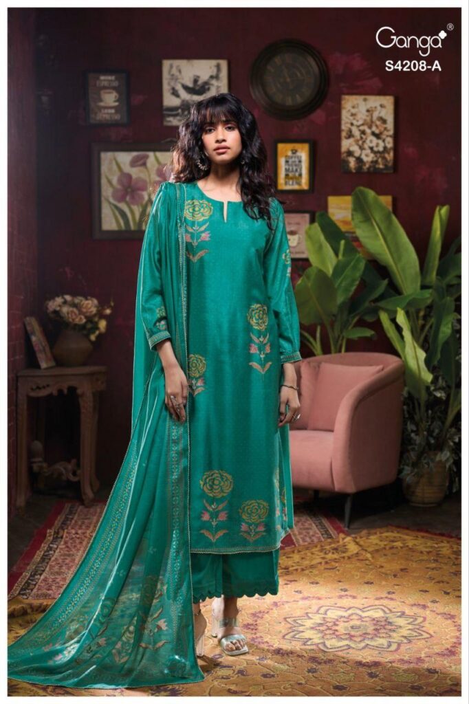 Latest Ganga Inaika 4208 Bemberg Russian Silk Embroidery Salwar Kameez Wholesale 2026