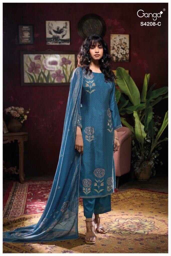 Latest Ganga Inaika 4208 Bemberg Russian Silk Embroidery Salwar Kameez Wholesale 2026
