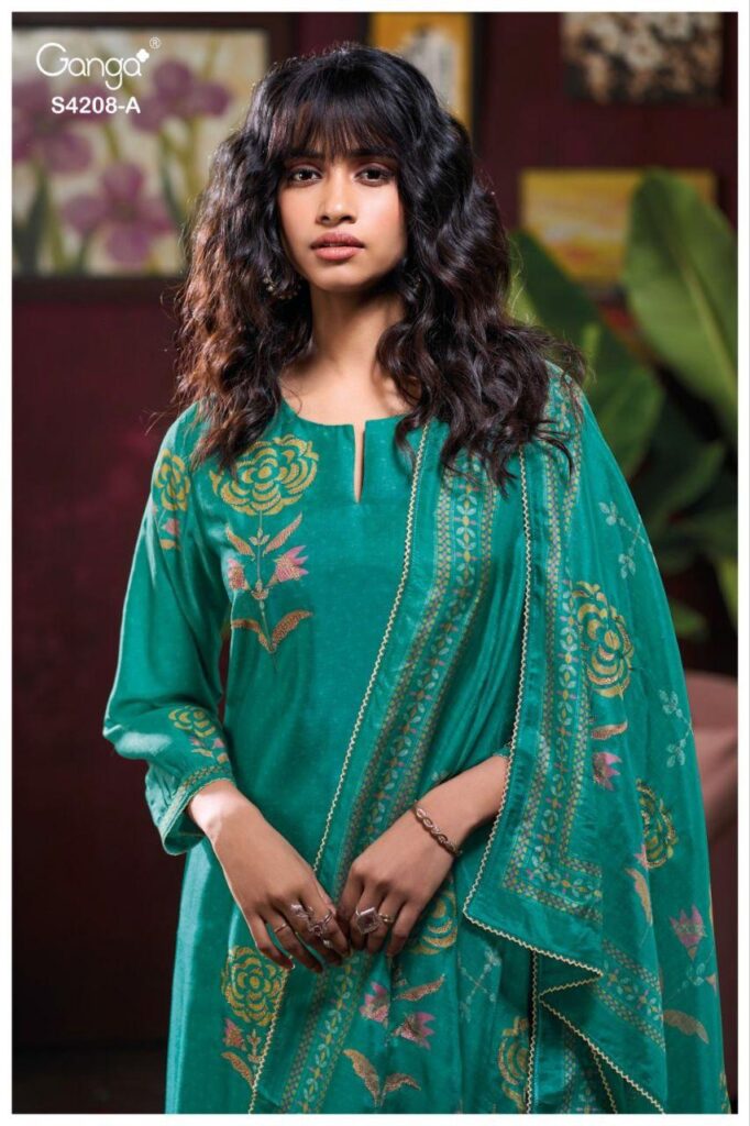 Latest Ganga Inaika 4208 Bemberg Russian Silk Embroidery Salwar Kameez Wholesale 2026