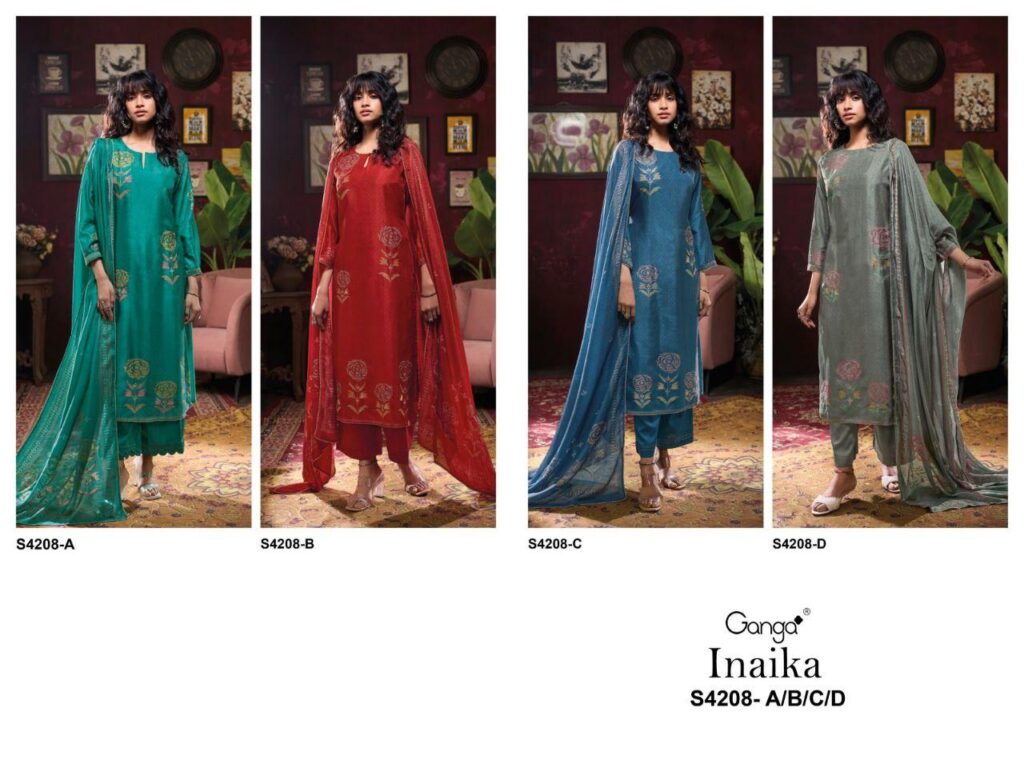 Latest Ganga Inaika 4208 Bemberg Russian Silk Embroidery Salwar Kameez Wholesale 2026