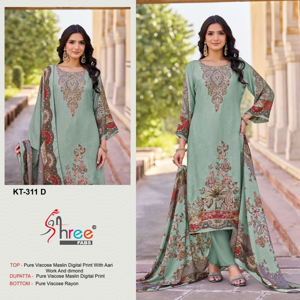 Buy Shree Kt 311 Viscose Maslin Digital Print With Work Salwar Kameez Wholesale 2026