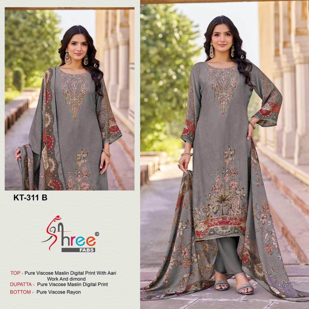 Buy Shree Kt 311 Viscose Maslin Digital Print With Work Salwar Kameez Wholesale 2026