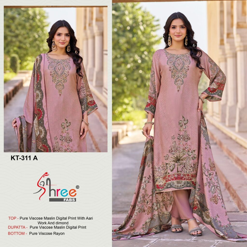 Buy Shree Kt 311 Viscose Maslin Digital Print With Work Salwar Kameez Wholesale 2026