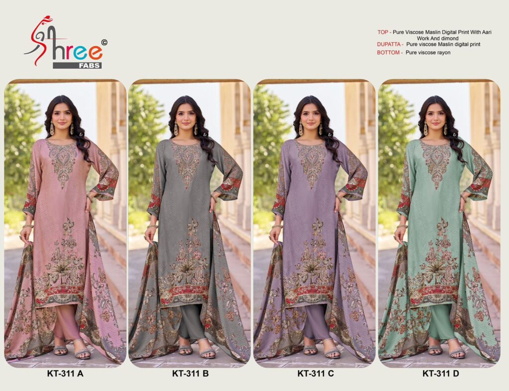 Buy Shree Kt 311 Viscose Maslin Digital Print With Work Salwar Kameez Wholesale 2026