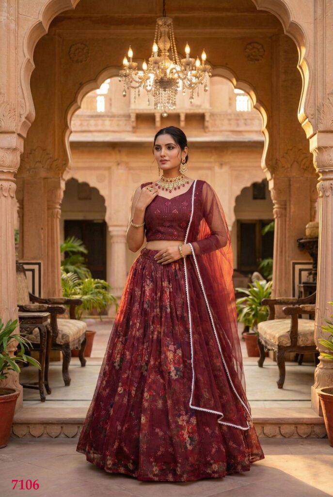 Launching Senhora Gulab 7103 To 7106 Orgenza Embroidered Designer Lehenga Choli Collection Wholesale 2026