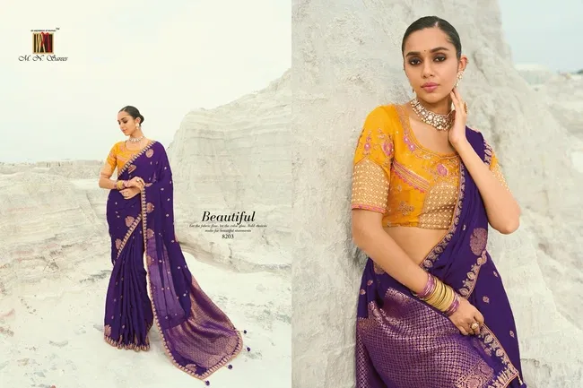 Beautiful MN 8200 Series Viscose Satin Silk Saree Wholesale 2026