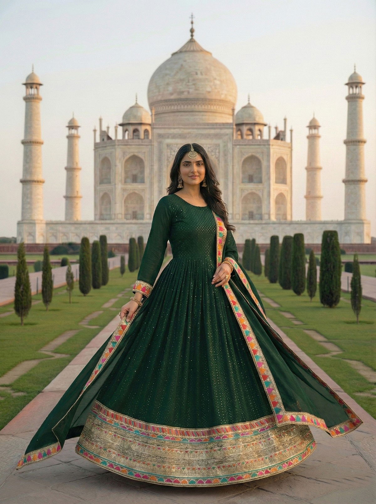 Kb 3308 Super Faux Georgette Sequence Embroidery Worked Gown With Dupatta Collection Wholesale