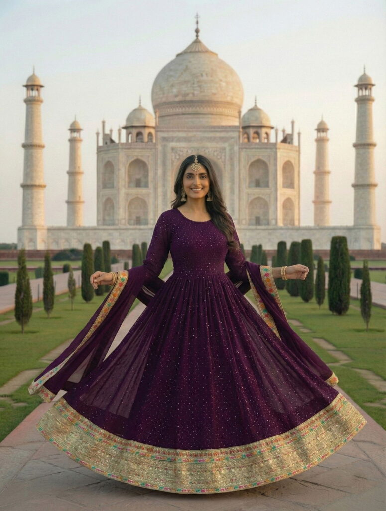 Stylish Kb 3308 Super Faux Georgette Sequence Embroidery Worked Gown With Dupatta Collection Wholesale 2026