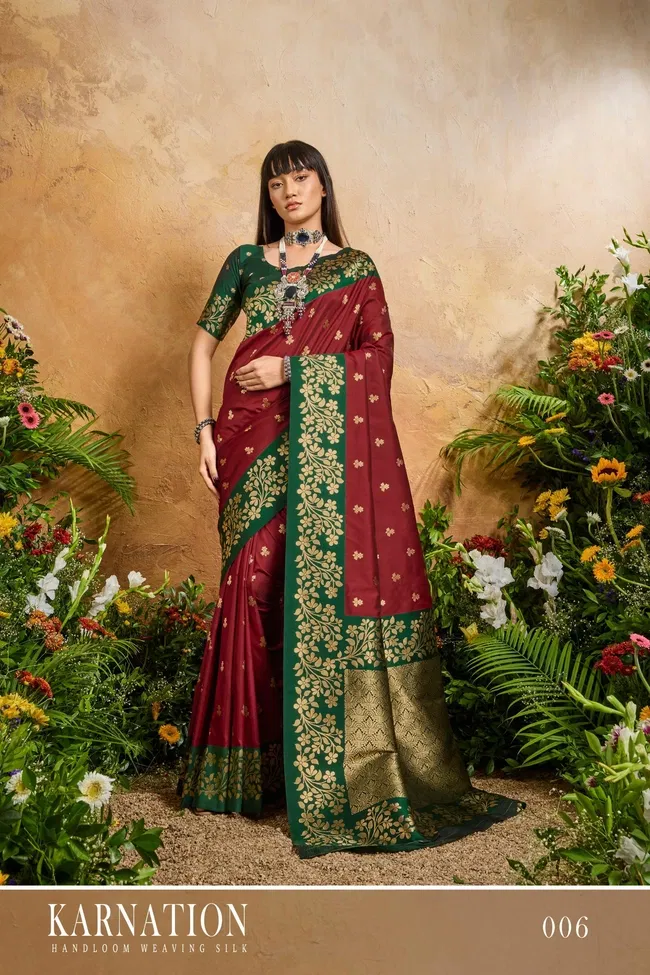 Latest Rajtex Karnation Handloom Weaving Silk Saree Wholesale 2026