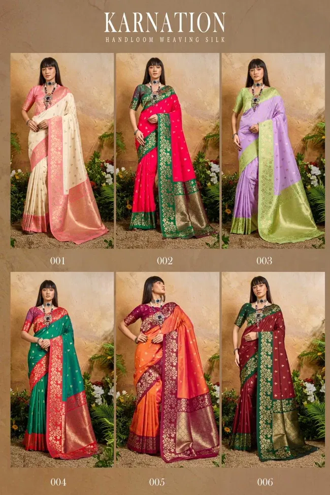 Latest Rajtex Karnation Handloom Weaving Silk Saree Wholesale 2026