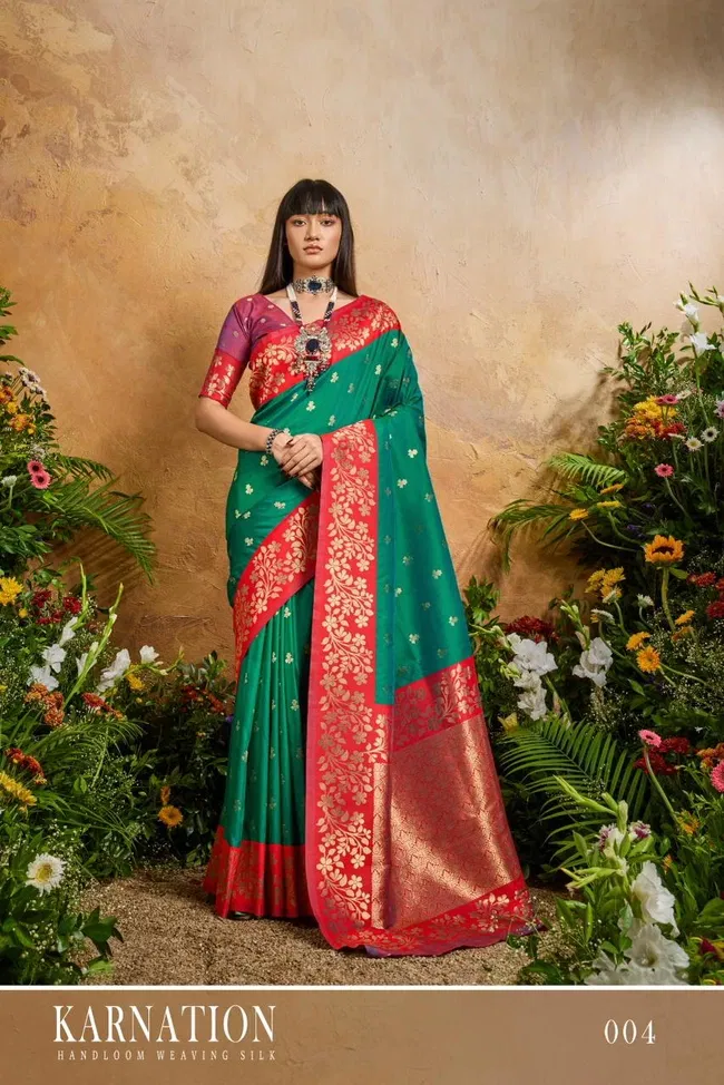Latest Rajtex Karnation Handloom Weaving Silk Saree Wholesale 2026