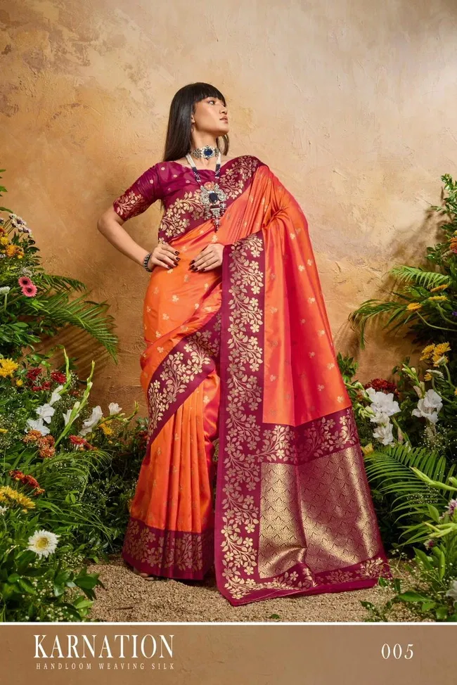 Latest Rajtex Karnation Handloom Weaving Silk Saree Wholesale 2026
