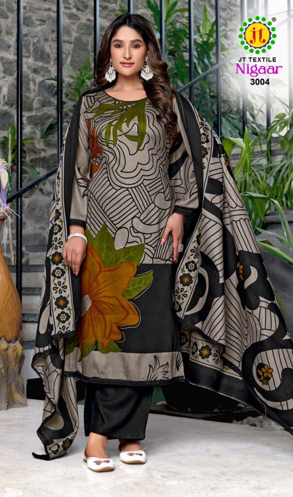 Stylish Jt Nigaar Vol 3 Rayon Foil Printed Dress Material Collection Wholesale 2026