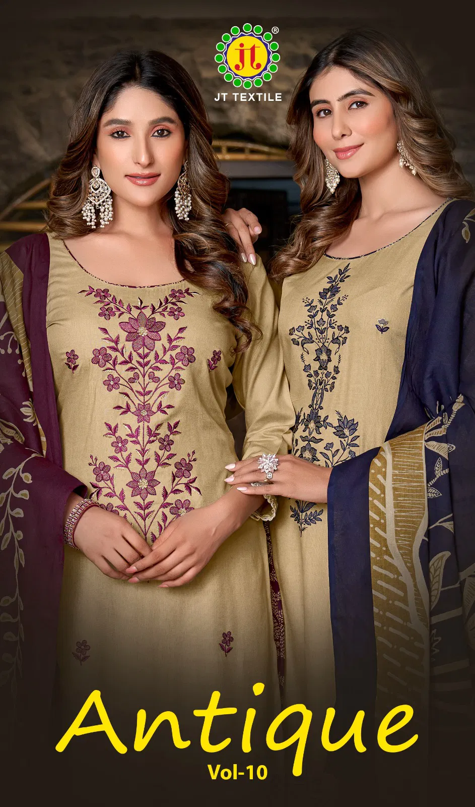 Beautiful Jt Antique Vol 10 Rayon Sequence Embroidery Dress Material Collection Wholesale 2026