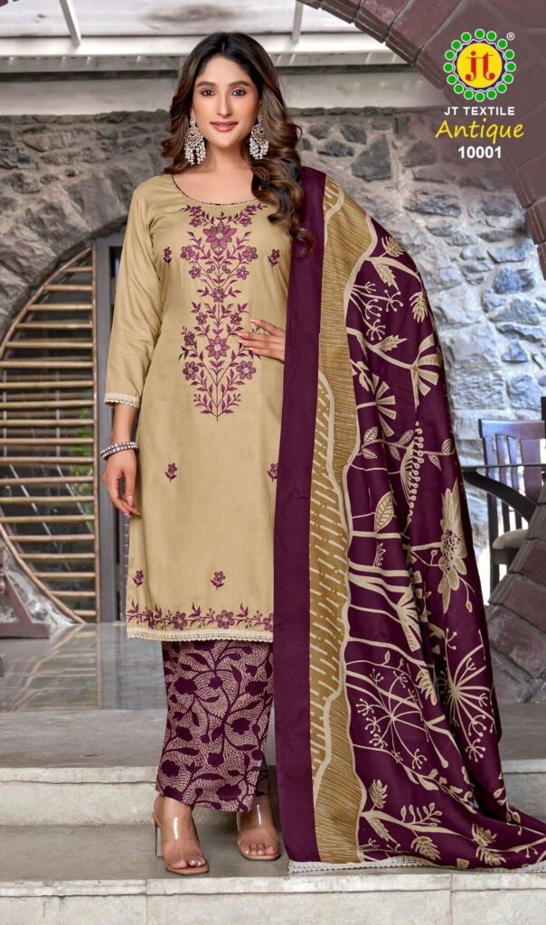 Beautiful Jt Antique Vol 10 Rayon Sequence Embroidery Dress Material Collection Wholesale 2026