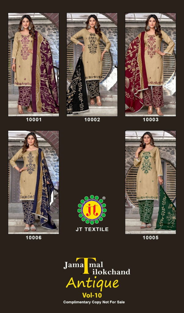 Beautiful Jt Antique Vol 10 Rayon Sequence Embroidery Dress Material Collection Wholesale 2026