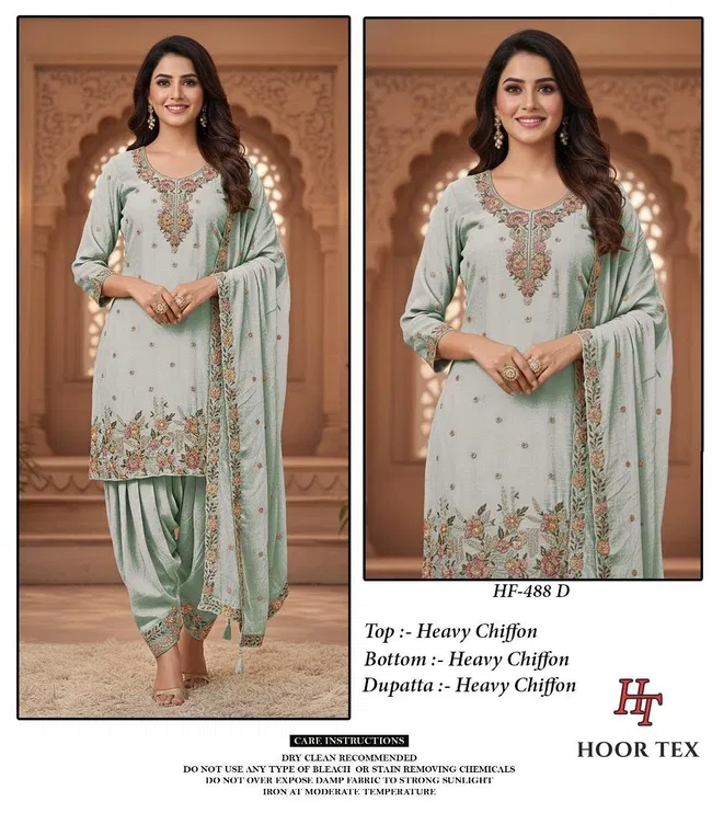 Beautiful Hoor Tex Hf 488 A to D Pakistani Chiffon Salwar Kameez Wholesale 2026