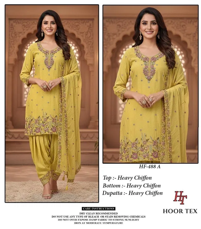 Beautiful Hoor Tex Hf 488 A to D Pakistani Chiffon Salwar Kameez Wholesale 2026