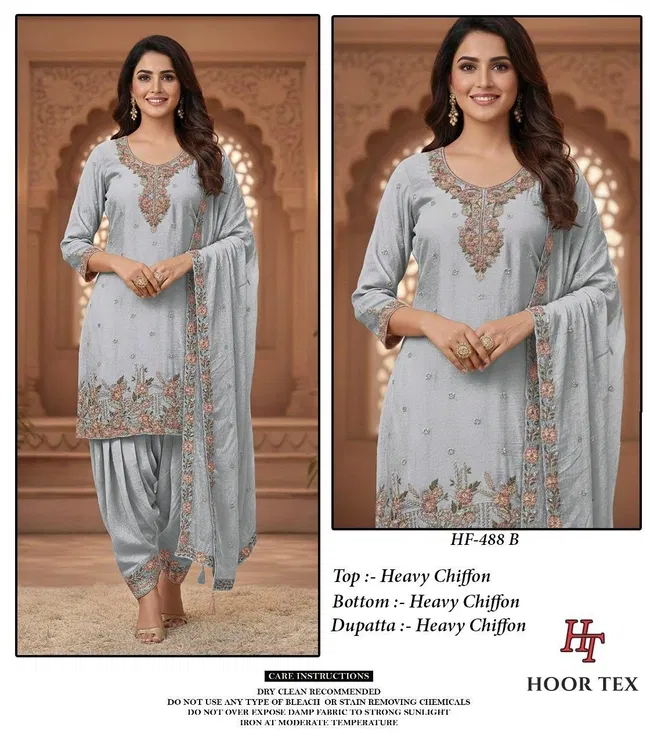 Beautiful Hoor Tex Hf 488 A to D Pakistani Chiffon Salwar Kameez Wholesale 2026
