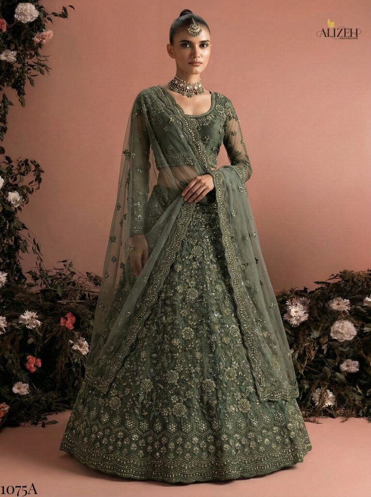 Latest Alizeh Bridal Heritage Colours 1075 Butterfly Net Designer Lehenga Choli Collection Wholesale 2026