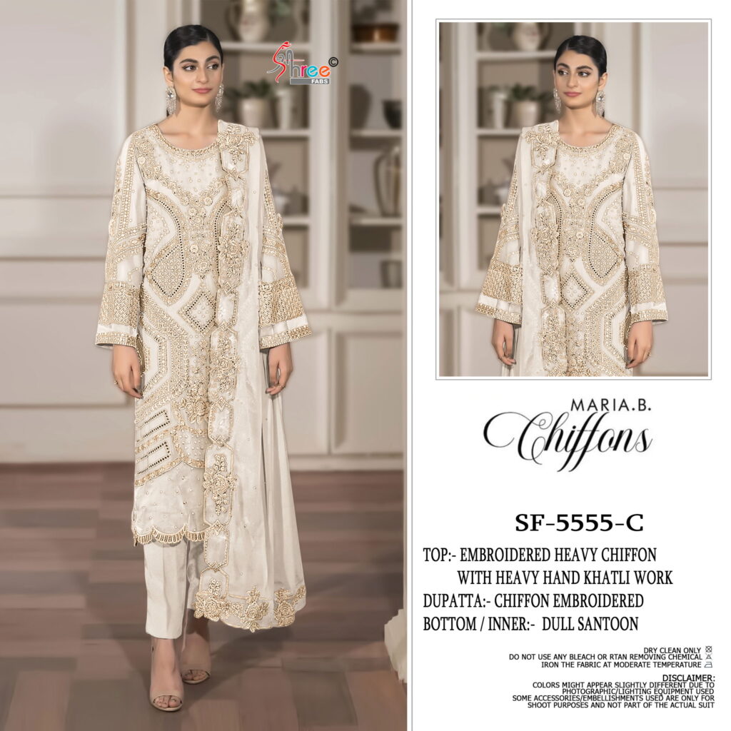 Latest Shree Sf 5555 Chiffon With Embroidery Work Pakistani Salwar Kameez Wholesale 2026