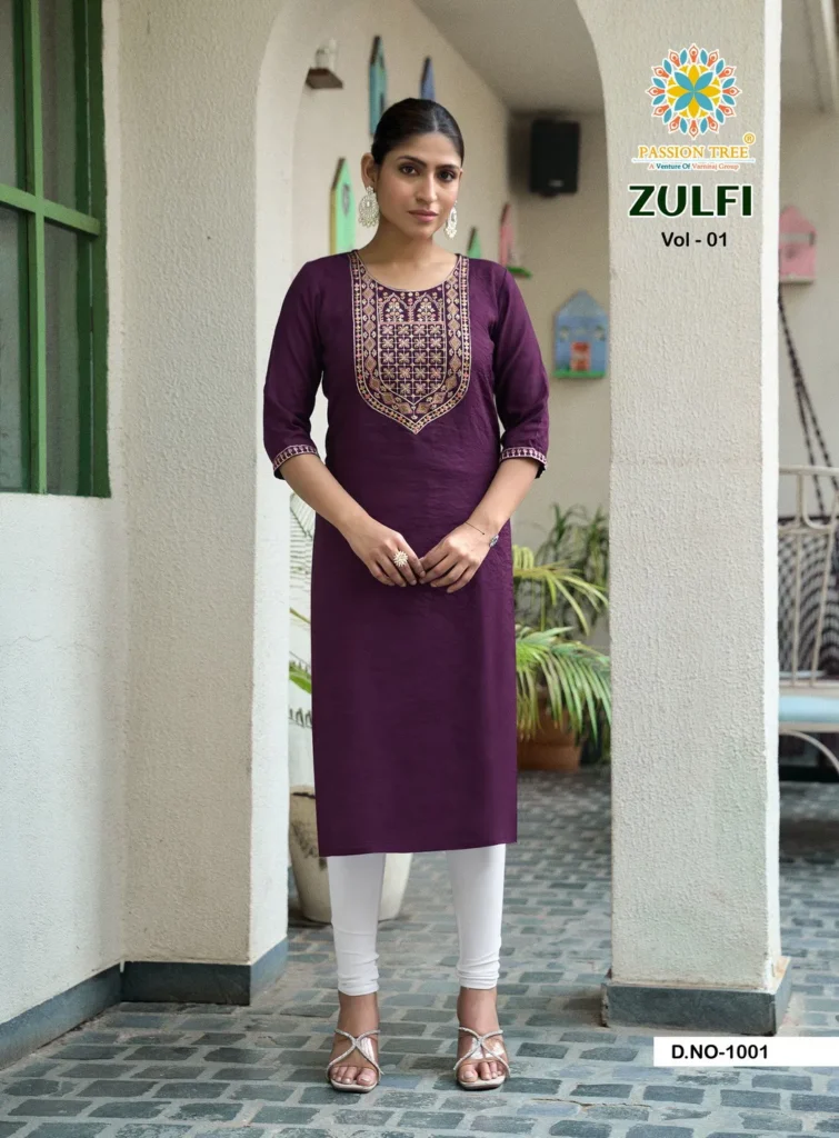 Latest Zulfi Vol 1 By Passion Tree Vertican Plain Embroidery Work Top Collection Wholesale 2026