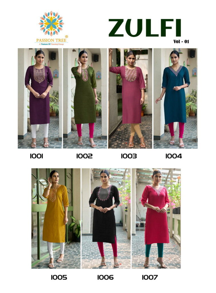 Latest Zulfi Vol 1 By Passion Tree Vertican Plain Embroidery Work Top Collection Wholesale 2026