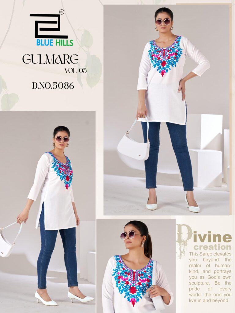 Beautiful Blue Hills Gulmarg Vol 5 Rayon Thread Work Top Collection Wholesale 2026