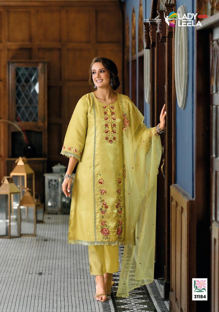 Stylish Lady Leela Saaz Viscose Roman Glass Heavy Embroidery Kurti Bottom With Dupatta Wholesale 2026