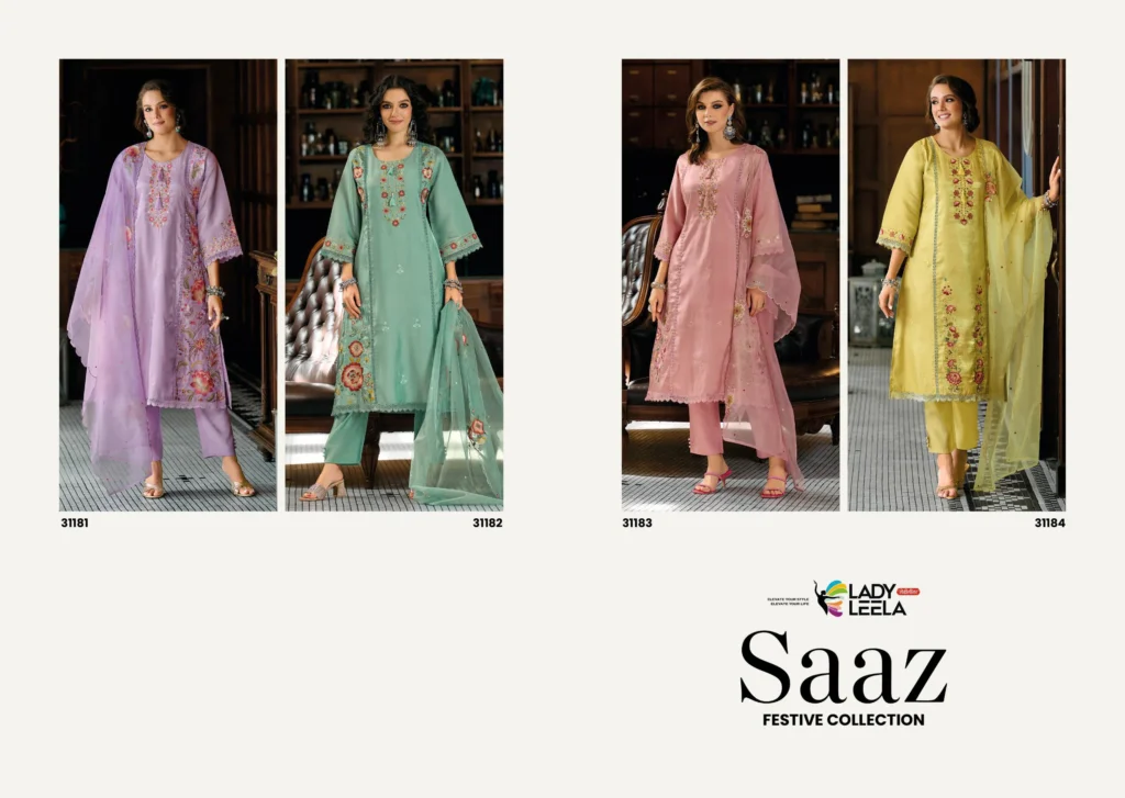 Stylish Lady Leela Saaz Viscose Roman Glass Heavy Embroidery Kurti Bottom With Dupatta Wholesale 2026