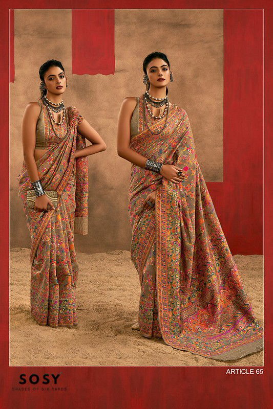 Latest Sosy Chinar Pashmina 3 Model Cotton With Pashmina Weaving Saree Wholesale 2026