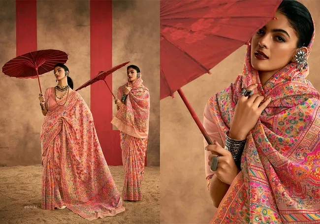 Latest Sosy Chinar Pashmina 3 Model Cotton With Pashmina Weaving Saree Wholesale 2026