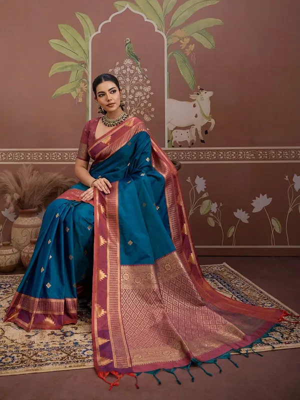 Latest Rajtex Kontessa Temple Tussar Silk Handloom Weaving Saree Wholesale 2026