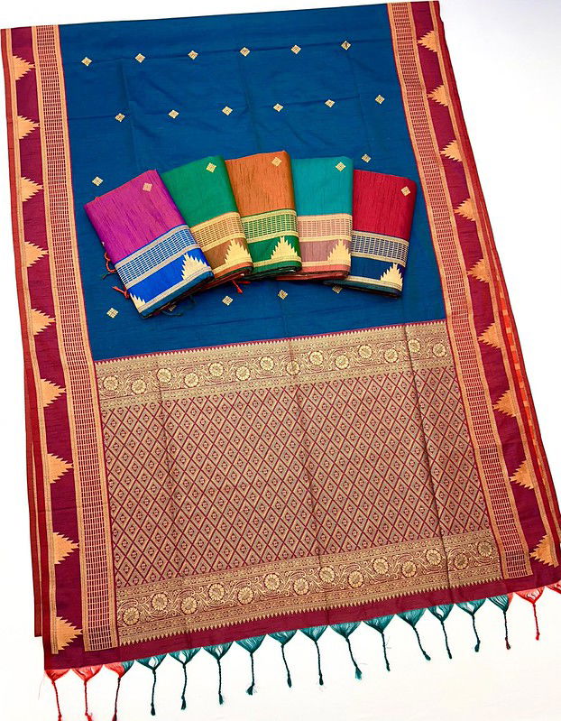 Latest Rajtex Kontessa Temple Tussar Silk Handloom Weaving Saree Wholesale 2026